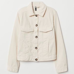 H&M Cream Corduroy Jean Jacket - Size L
